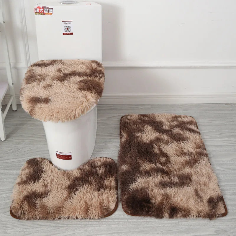 Tapis de Bain 3 Pièces Antidérapant avec Housse WC
