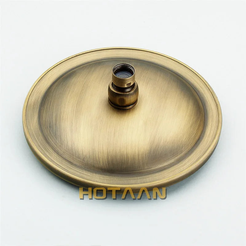 Pommeau de Douche Pluie Rond 20 cm en Laiton Antique avec ou sans Bras