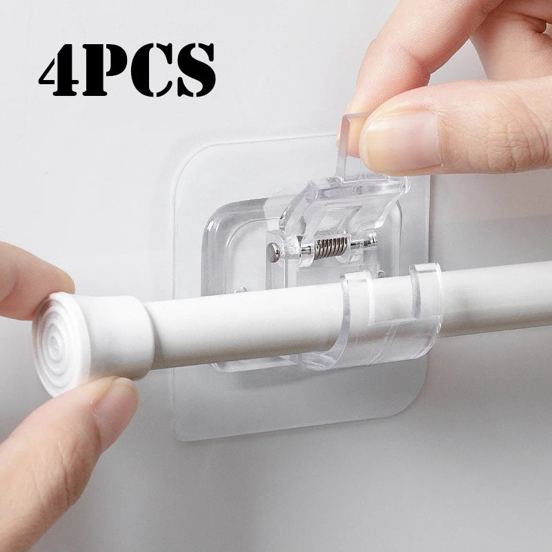 Clips Adhésifs à Ressort pour Tringle de Douche Télescopique, Sans Perçage