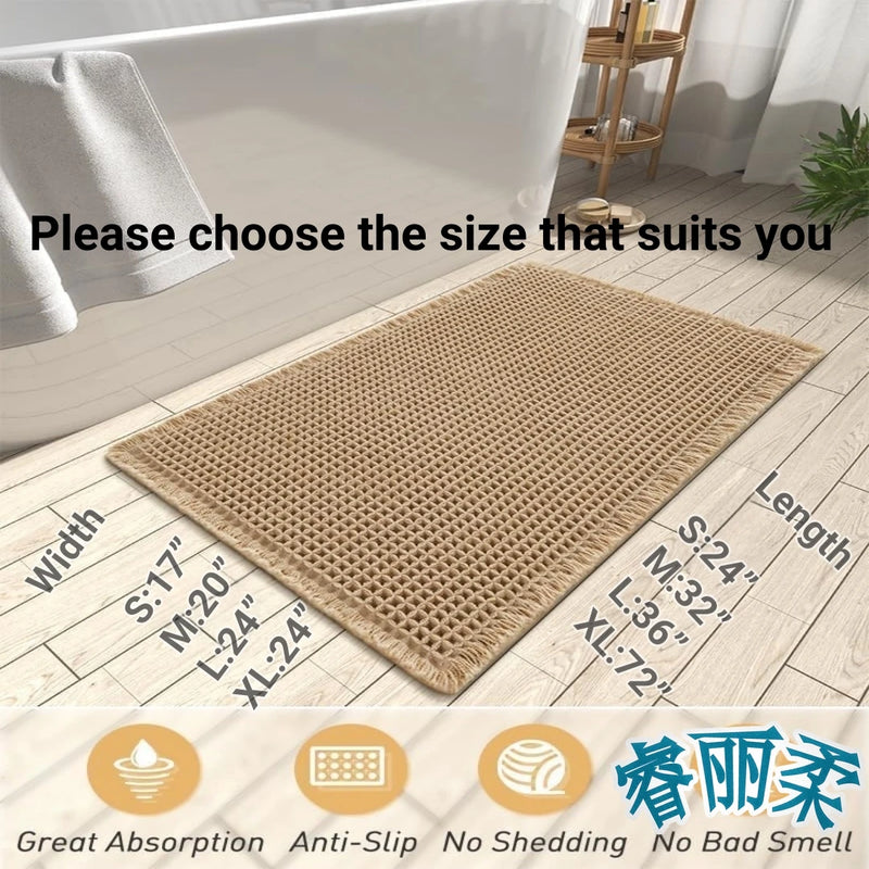 Tapis de Bain Antidérapant Absorbant à Franges
