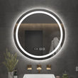 Miroir LED Salle de Bain Rond Anti-Buée avec Horloge