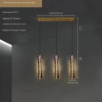 Suspension Cuisine en Cristal et Cuivre, 1 à 3 Lampes