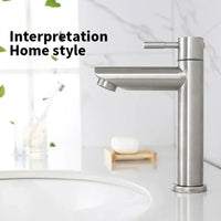 Robinet Lave-Main Eau Froide Inox 304, 17 cm, Bec Droit ou Courbe