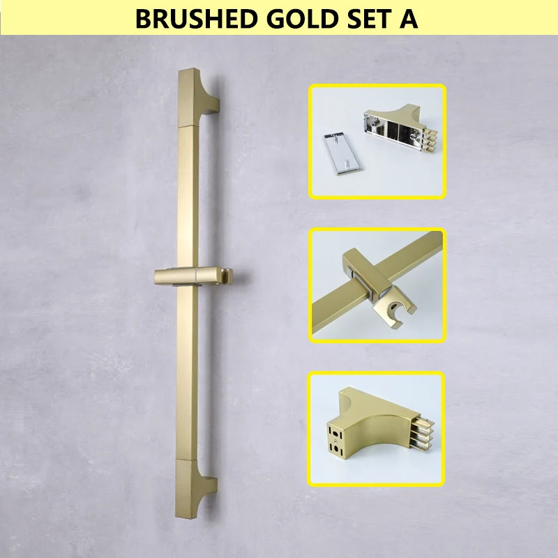 Barre de Douche Réglable Inox 64 cm, Ronde ou Carrée, 6 Finitions