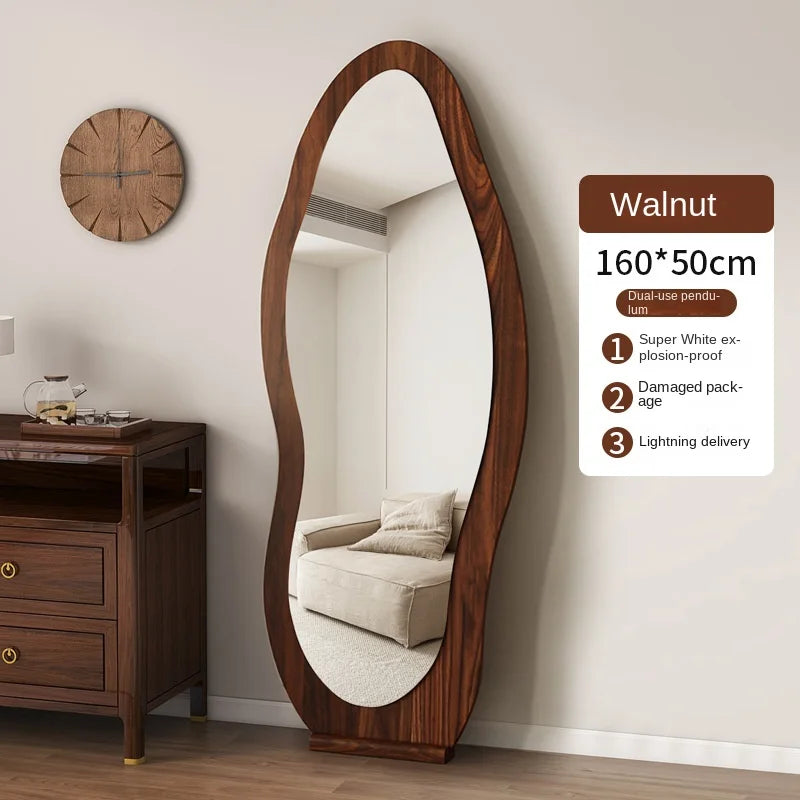 Miroir sur Pied Forme Organique Noir ou Noyer