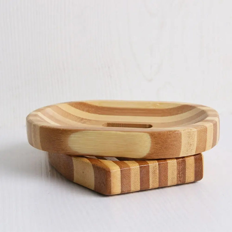 Porte-Savon en Bambou Naturel, 12 Modèles Ronds, Ovales ou Rectangulaires