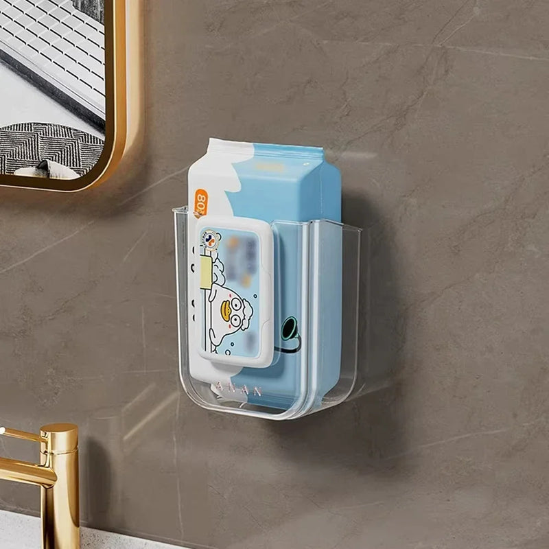 Boîte à Mouchoirs Murale Transparente pour Lingettes Humides sans Perçage