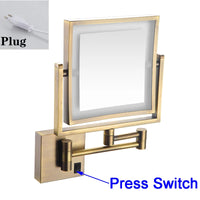 Miroir Grossissant LED Mural Bras Extensible Carré 3X