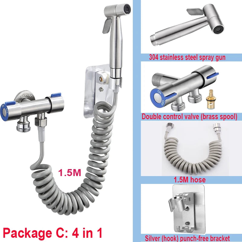 Douchette WC Inox Kit Flexible et Support