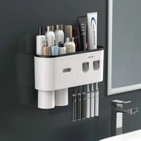 Porte-Brosse à Dents Mural Magnétique, Distributeur de Dentifrice, 1 à 5 Gobelets