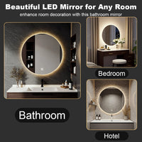 Miroir LED Salle de Bain Rond Tactile 3 Températures