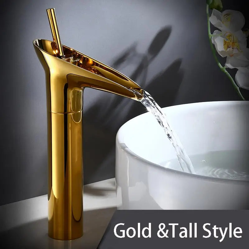 Mitigeur Lavabo Cascade Laiton Bec Haut