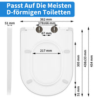Abattant WC Frein de Chute Forme D ou O, Clipsable, PP Blanc