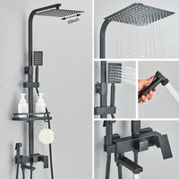 Colonne de Douche Carrée 3 ou 4 Voies avec Bec de Bain