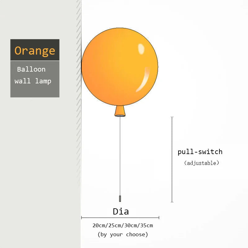 Applique Murale Ballon à Tirette, 6 Coloris, Ø 20 à 35 cm