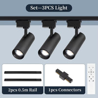 Spot LED sur Rail Dimmable, Kit 3 à 8 Spots 20 W avec Télécommande