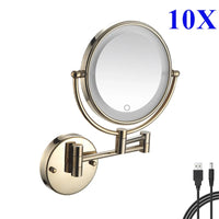 Miroir Grossissant LED Tactile Rechargeable Mural Double Bras 5X 10X