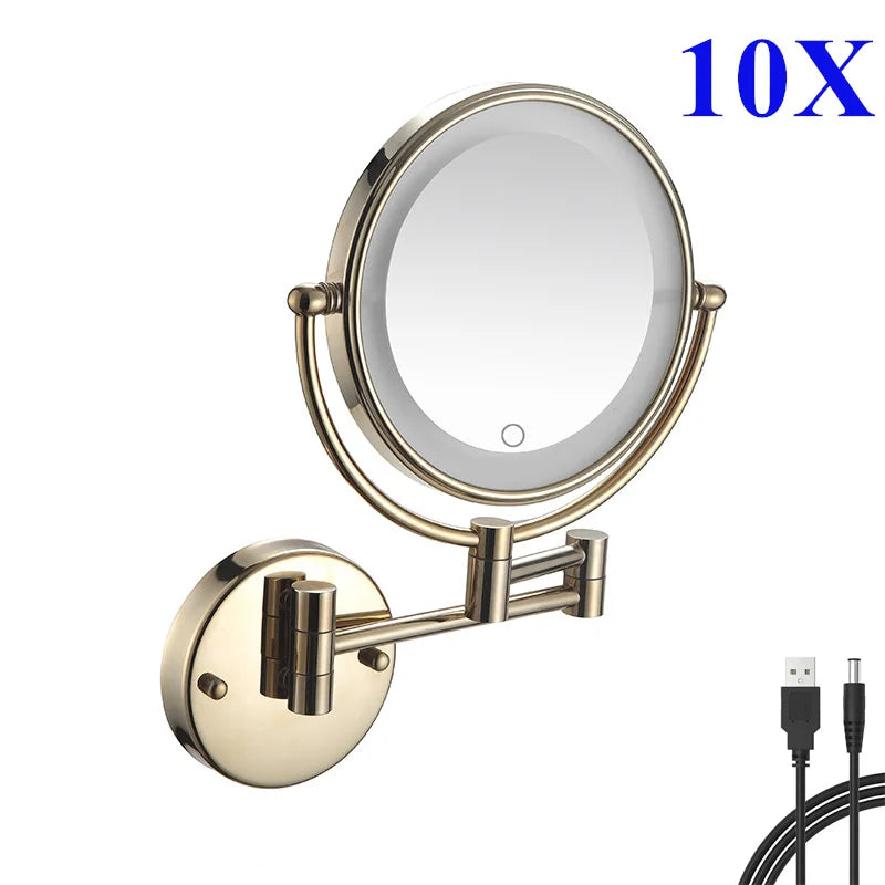 Miroir Grossissant LED Tactile Rechargeable Mural Double Bras 5X 10X