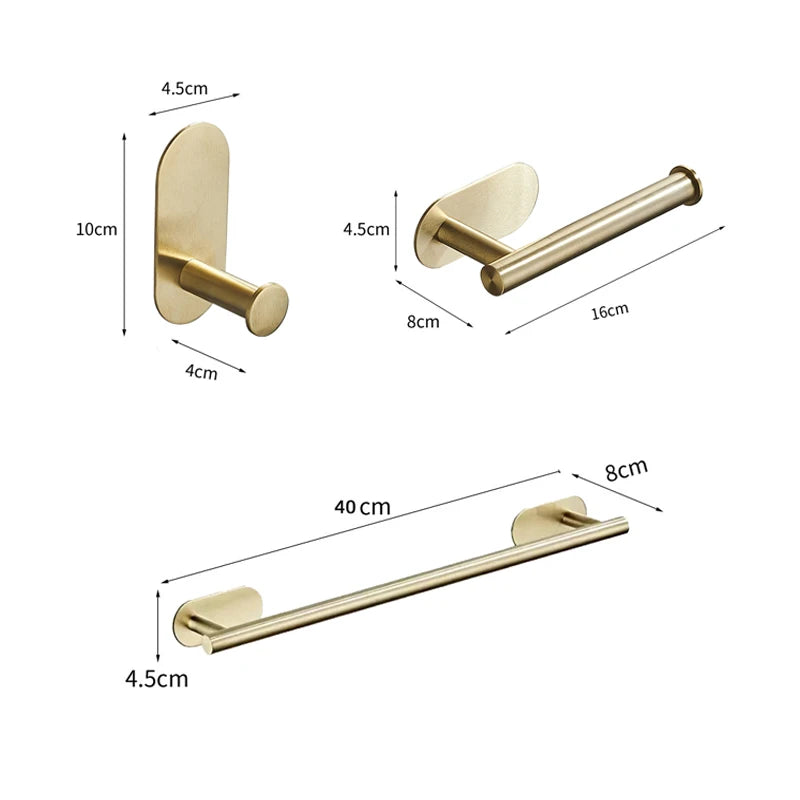 Accessoires Salle de Bain Sans Perçage à la Pièce ou en Ensemble, 3 Finitions