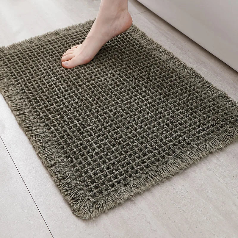 Tapis de Bain à Pompons Antidérapant Ultra Absorbant