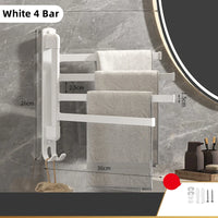 Porte-Serviette Pivotant Mural Inox Noir ou Blanc, 1 à 5 Barres