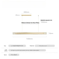 Suspension Cuisine Linéaire LED Verre Cannelé, 3 Finitions, 100 à 140 cm