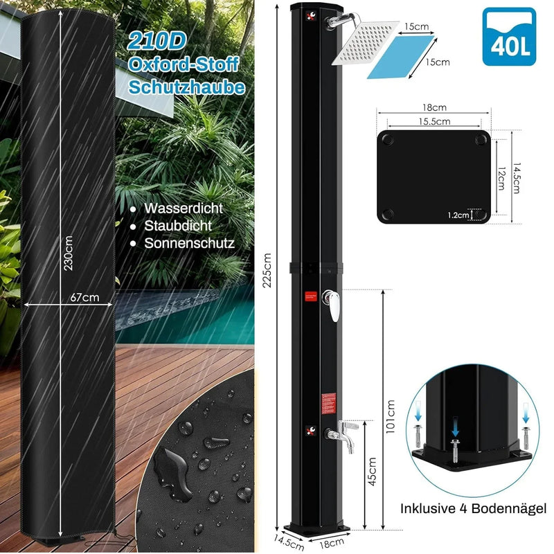 Douche Solaire Colonne 35, 40 ou 60 L avec Housse