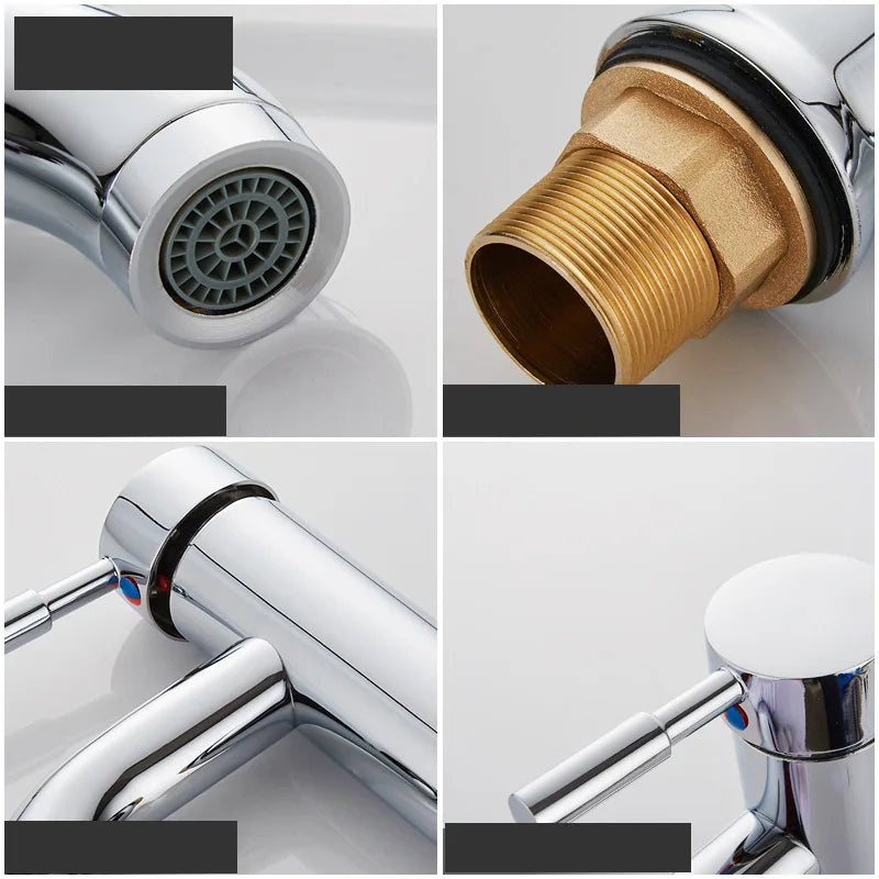 Mitigeur de Lavabo à Trou Unique en Acier Inoxydable