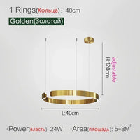 Suspension Cuisine LED Anneaux Ouverts, Ø 40 à 80 cm
