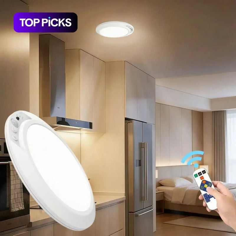 Plafonnier Cuisine Sans Fil Détecteur de Mouvement 19 cm, Blanc ou RGB