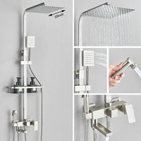 Colonne de Douche Carrée 3 ou 4 Voies avec Bec de Bain