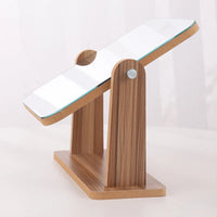 Miroir de Table Rotatif 360° en Bois, Rectangulaire 12,7 x 17,7 cm