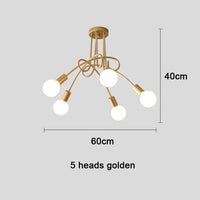 Plafonnier Cuisine Branches 3 ou 5 Lampes E27, Noir, Blanc ou Doré
