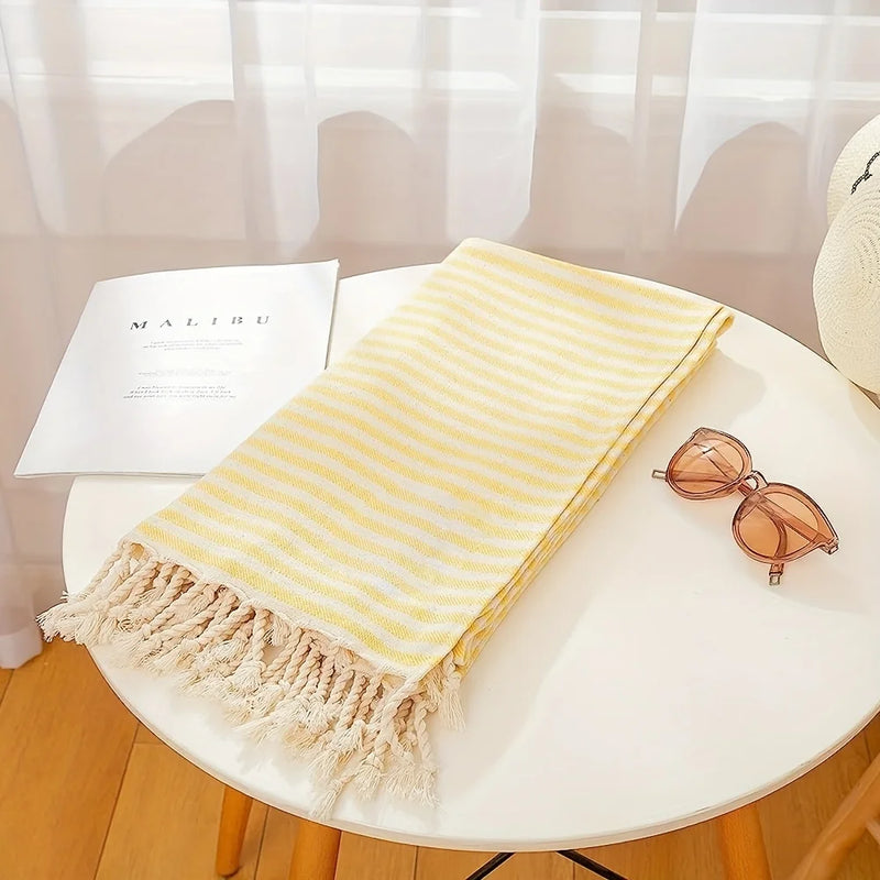 Serviette de Bain Turque Rayée à Franges en Coton 99 x 180 cm