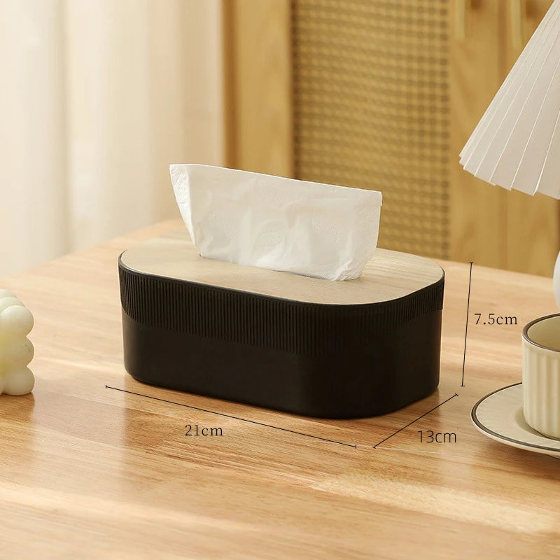 Boîte à Mouchoirs Ovale à Couvercle en Bois, 21 x 13 cm, 6 Coloris