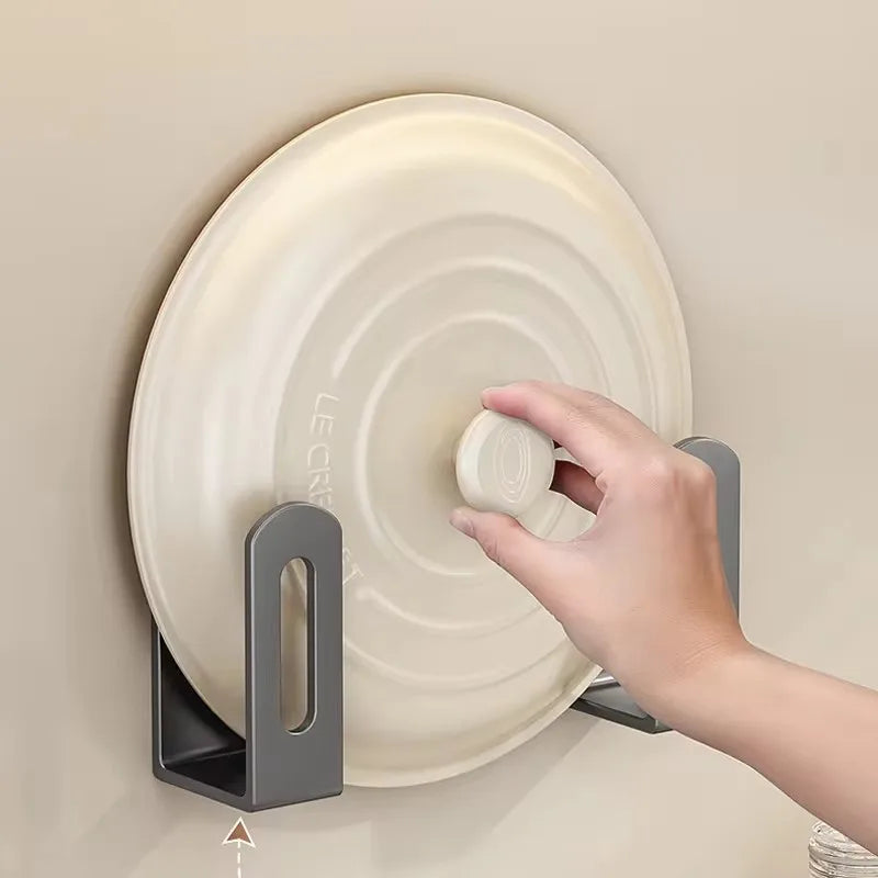 Range-Couvercle Mural Sans Perçage Gris ou Noir, 2 Supports en Acier au Carbone