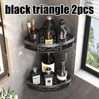 Étagère de Douche d'Angle Aluminium Noir