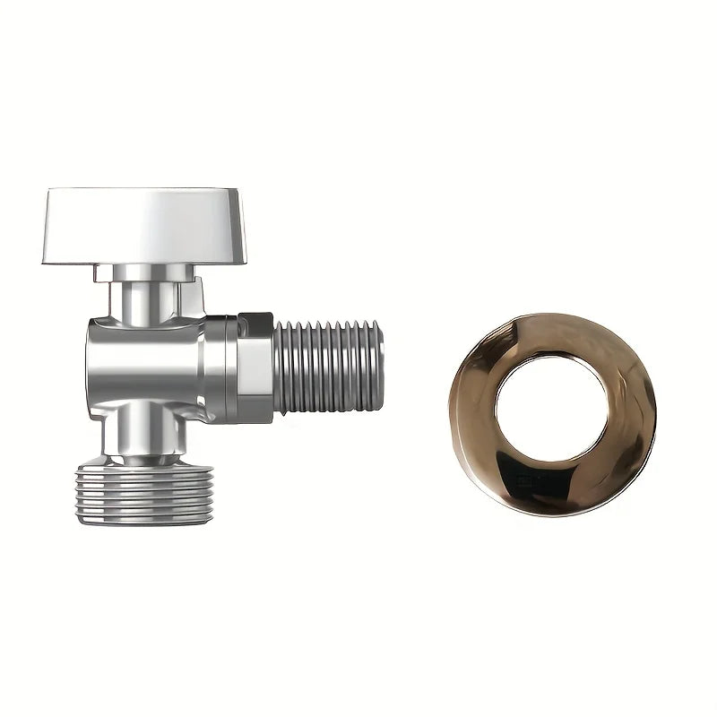 Robinet d'Arrêt d'Angle Chromé 1/2 x 3/4 avec Rosace, Alliage de Zinc