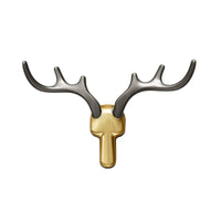 Patère Murale Bois de Cerf Alliage de Zinc Noir, Doré ou Argent