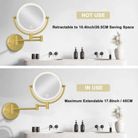 Miroir Grossissant LED Tactile Rechargeable Mural Double Bras 5X 10X