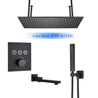 Douche Encastrable LED Plafond Cascade Noir Mat