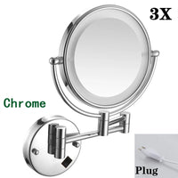 Miroir Grossissant Mural LED Double Face en Laiton 3x ou 5x