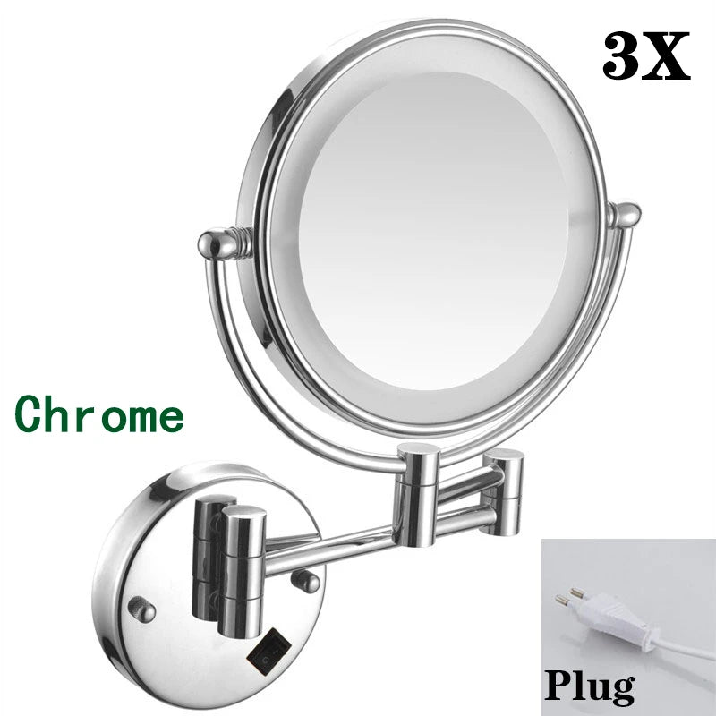 Miroir Grossissant Mural LED Double Face en Laiton 3x ou 5x