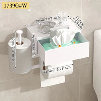 Porte-Papier Toilette avec Tiroir Lingettes et Étagère Sans Perçage Noir ou Blanc