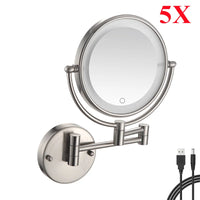 Miroir Grossissant LED Mural Bras Extensible Carré 3X