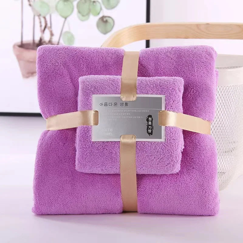 Ensemble de 2 Serviettes de Bain 70 x 140 et 35 x 75 cm