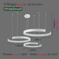 Suspension Cuisine LED Anneaux Ouverts, Ø 40 à 80 cm