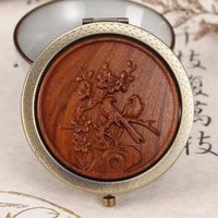 Miroir de Poche Rond en Bois Sculpté, Style Vintage, 5 Motifs