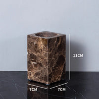 Accessoires Salle de Bain Marbre Marron Foncé à la Pièce, 9 Articles