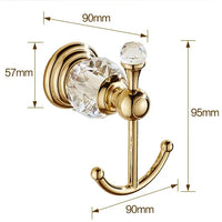 Accessoires Salle de Bain Dorés à Cristal en Laiton à la Pièce, 12 Articles